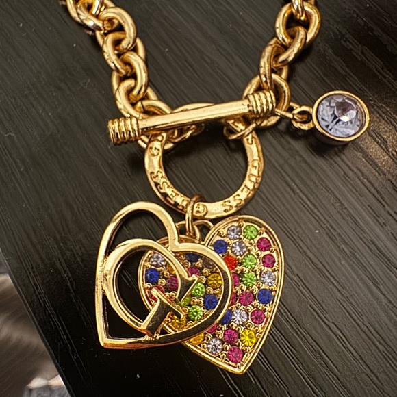 Guess Gold Heart Necklace with Colorful Accents - Picture 3 of 3